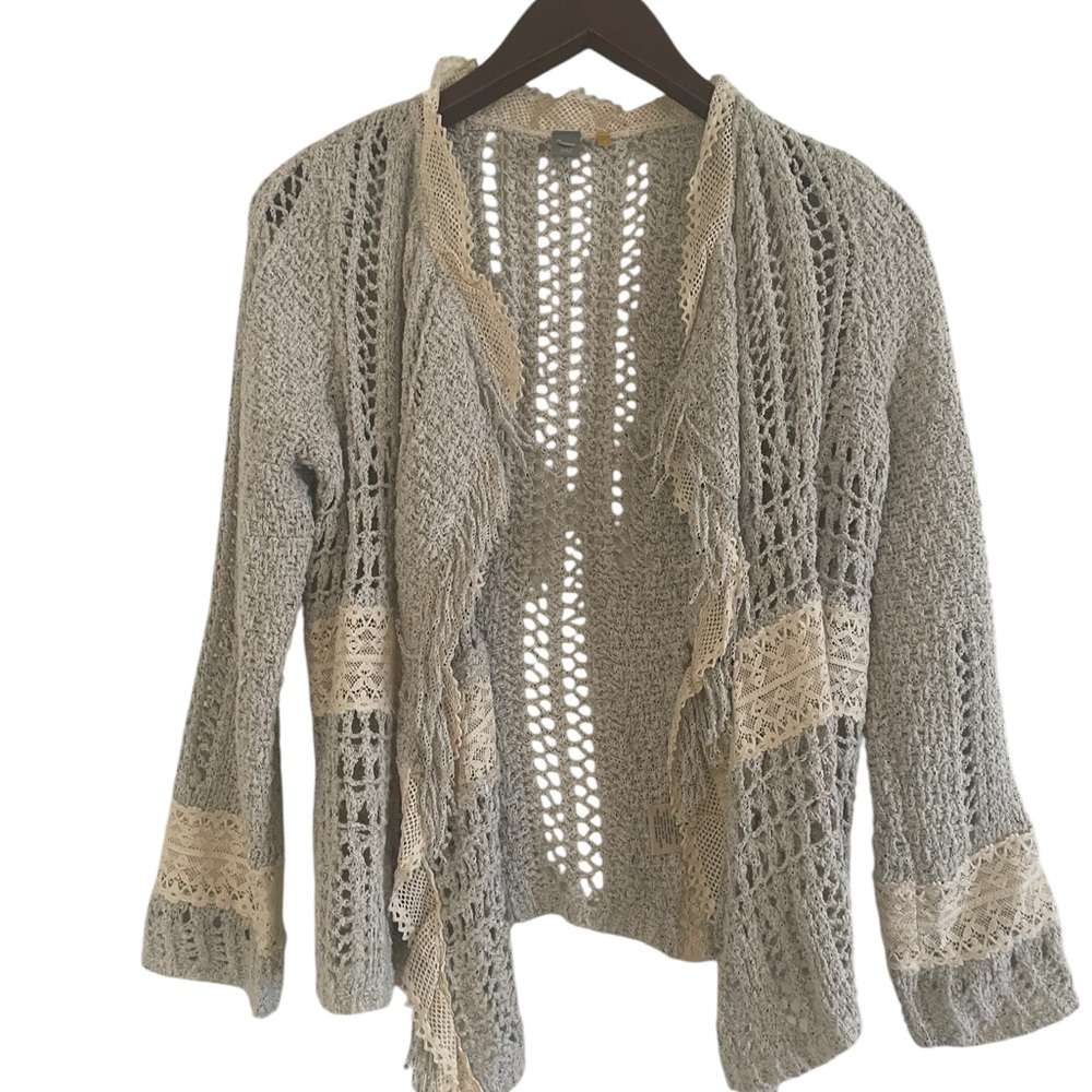 Anthropologie Knitted & Knotted Open Front Cardigan M